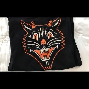 Sourpuss Halloween Cat Sweater S/M Black Orange
